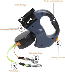 Double Dog Leash with LED Light